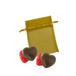Sachet Organdi PM Coeurs Chocolat Lait