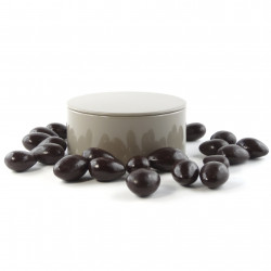 Boîte métal ronde amandes chocolat noir